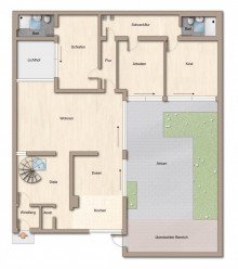 Grundriss EG Charmanter Reihenbungalow mit gro�em Atrium in ruhiger Sackgassenlage von Stuttgart-Sillenbuch