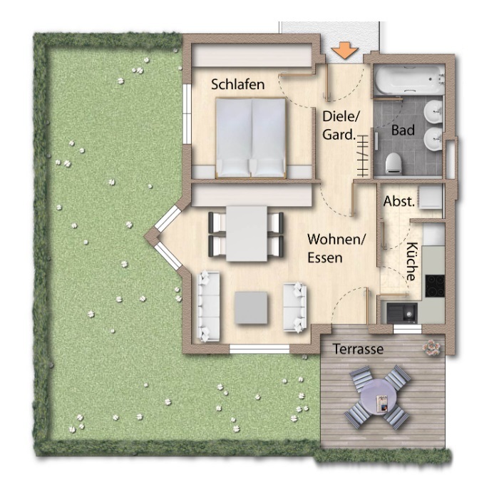 Grundriss Erdgeschosswohnung Steinenbronn