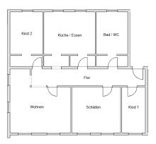 Grundriss Helle 4,5-Zimmerwohnung mit Einbauk�che in begehrter Wohnlage in Waiblingen-Neustadt