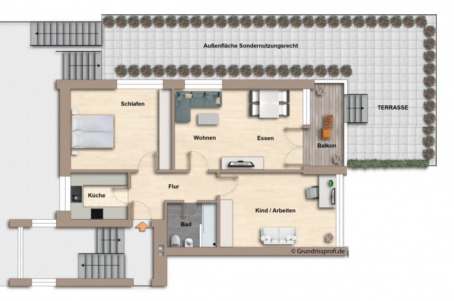 Grundriss Erdgeschosswohnung Stuttgart